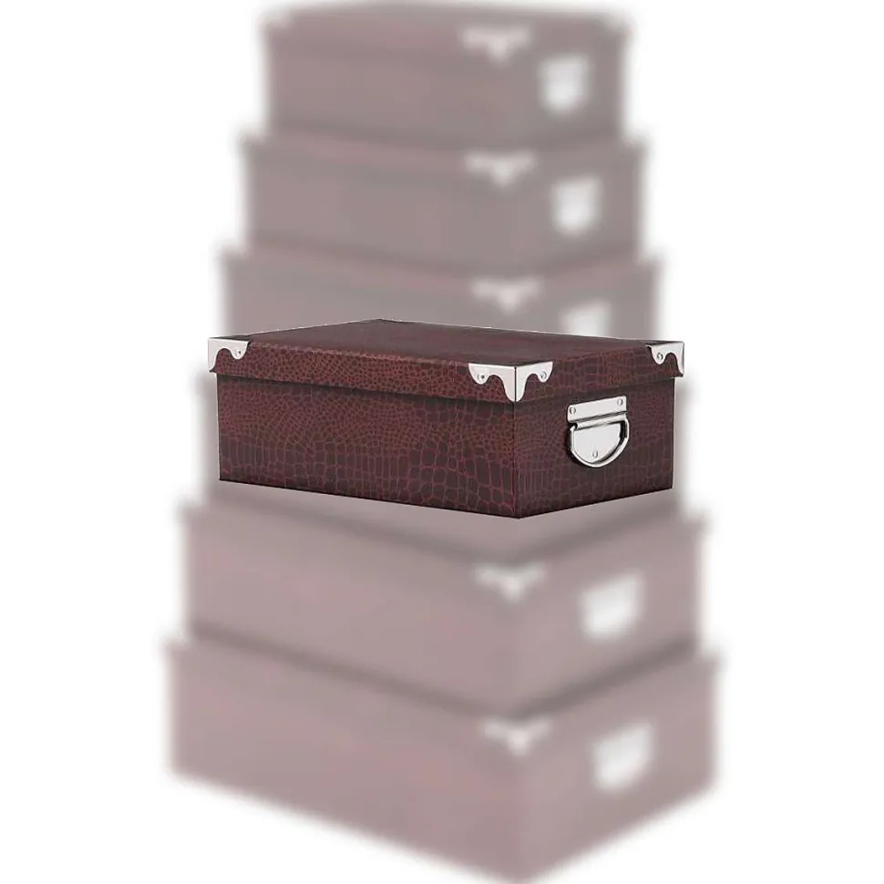 Boîte Coins Metal Croco Noir Ou Gris 36X24.5X12.5 Cm