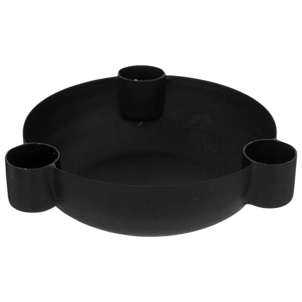 maxibazar Bougeoir Metal Jil Noir D.15Cm