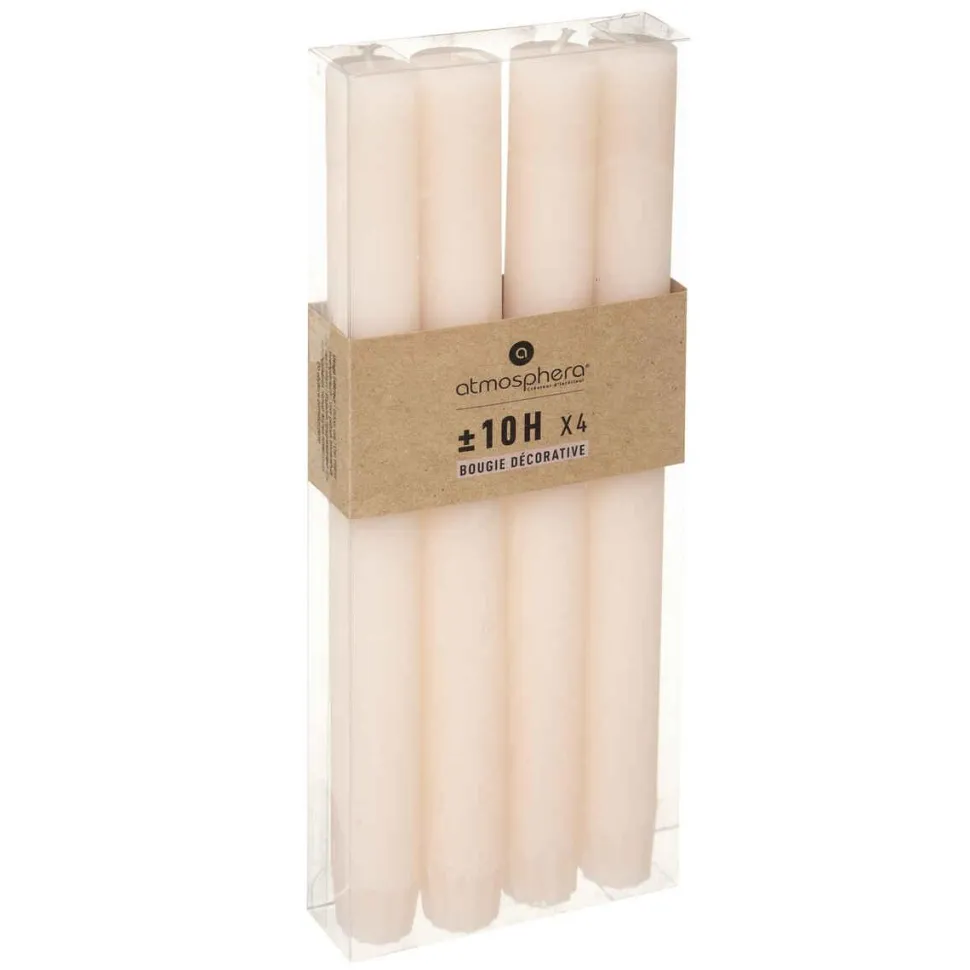Atmosphera Bougie Baton X4 Rustic Rose H.24.5Cm