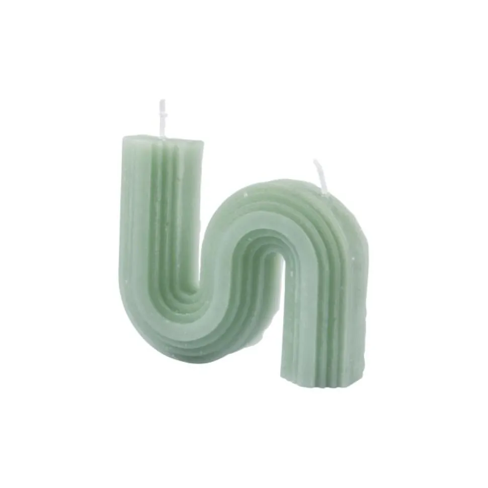 maxibazar Bougie Forme Vague 9.5X2.2X8Cm Celadon