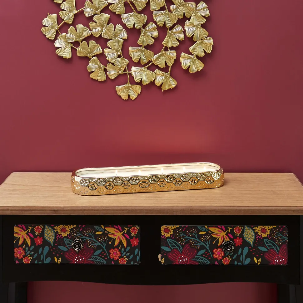 maxibazar Bougie Parfumee Ceramique Or Du Temps 6 Meches