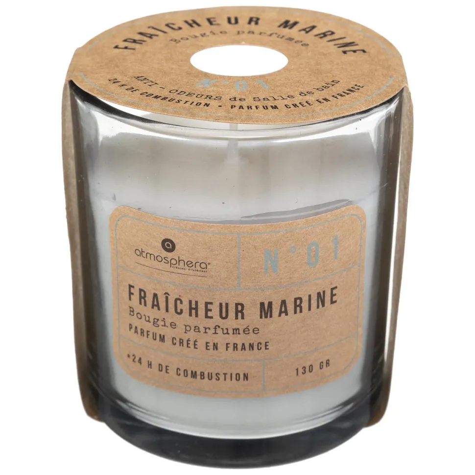 maxibazar Bougie Parfumee Verre Anti Odeur Salle De Bain 130G