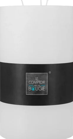 Atmosphera Bougie Ronde Rustic Blanc 14X23Cm