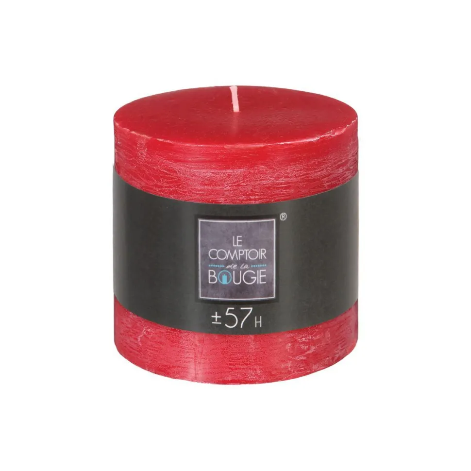 Atmosphera Bougie Ronde Rustic Rouge 10X10Cm