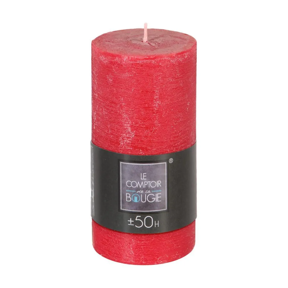 Atmosphera Bougie Ronde Rustic Rouge 7X14Cm