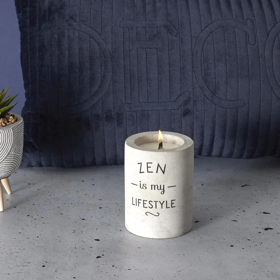 maxibazar Bougie Zen Ciment Meche Bois