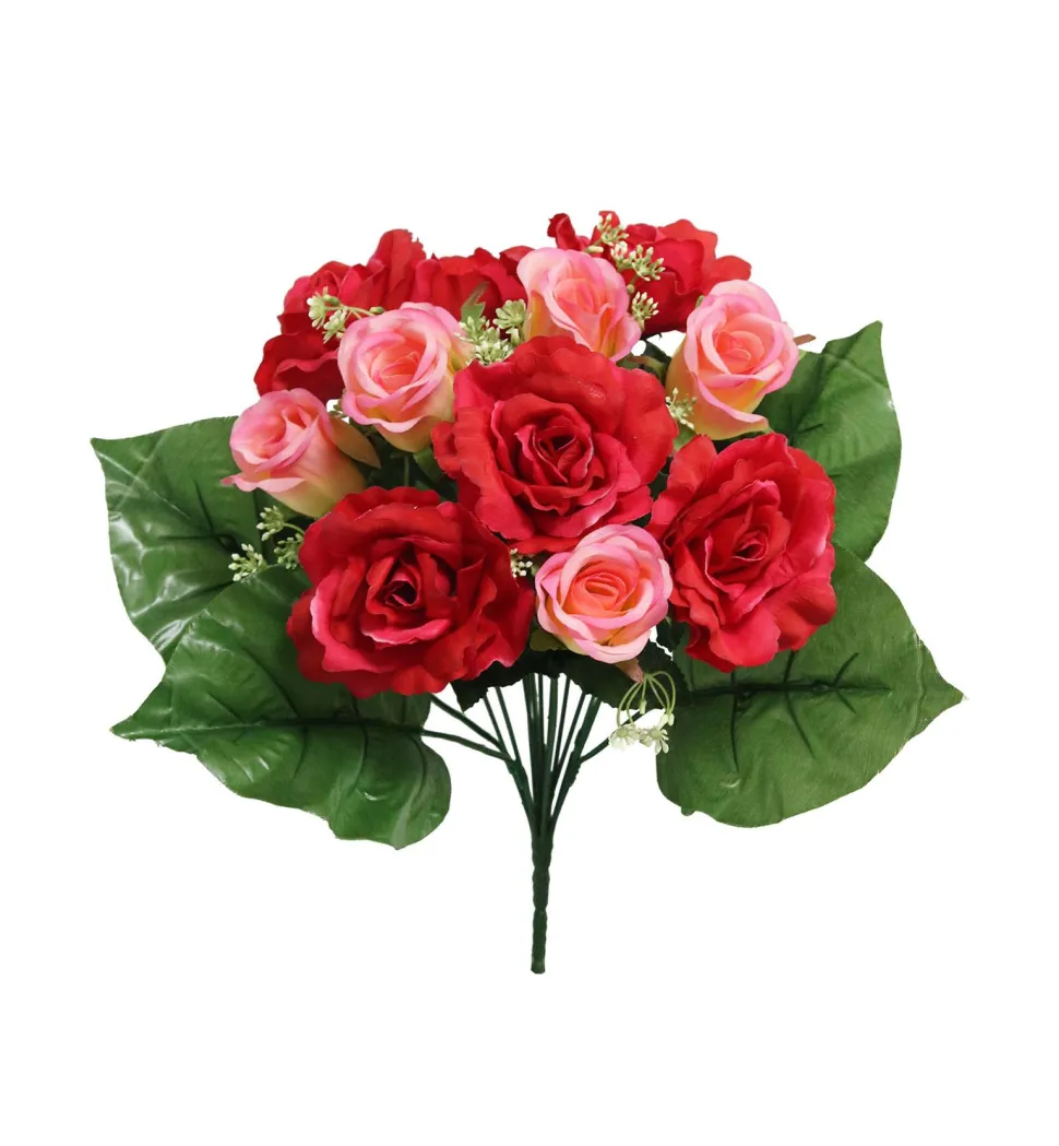 maxibazar Bouquet De Roses Et Boutons De Roses H.40Cm