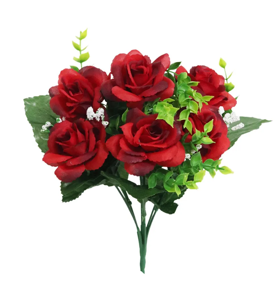 maxibazar Bouquet Roses Eucalyptus Et Gypso H.30Cm Couleurs Assorties