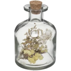 maxibazar Bouteille Verre Fleurs Sechees D.8X11Cm