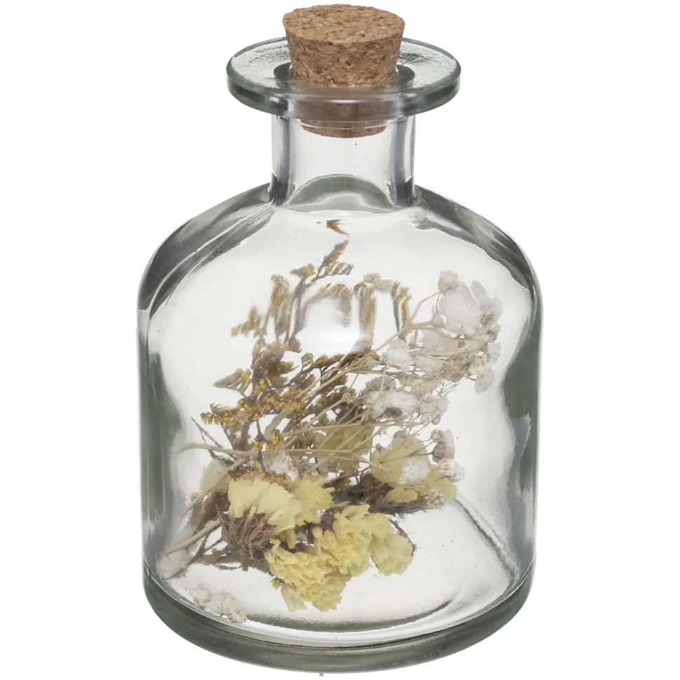 maxibazar Bouteille Verre Fleurs Sechees D.8X11Cm