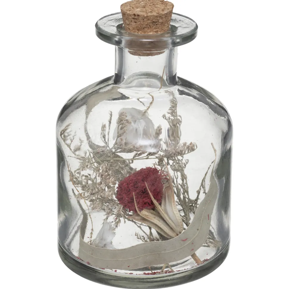 maxibazar Bouteille Verre Fleurs Sechees D.8X11Cm