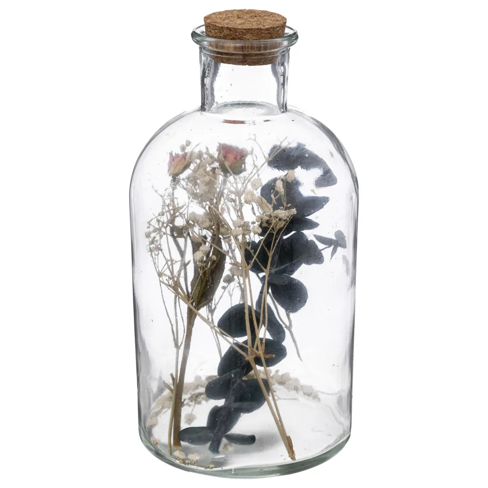 maxibazar Bouteille Verre Fleurs Sechees