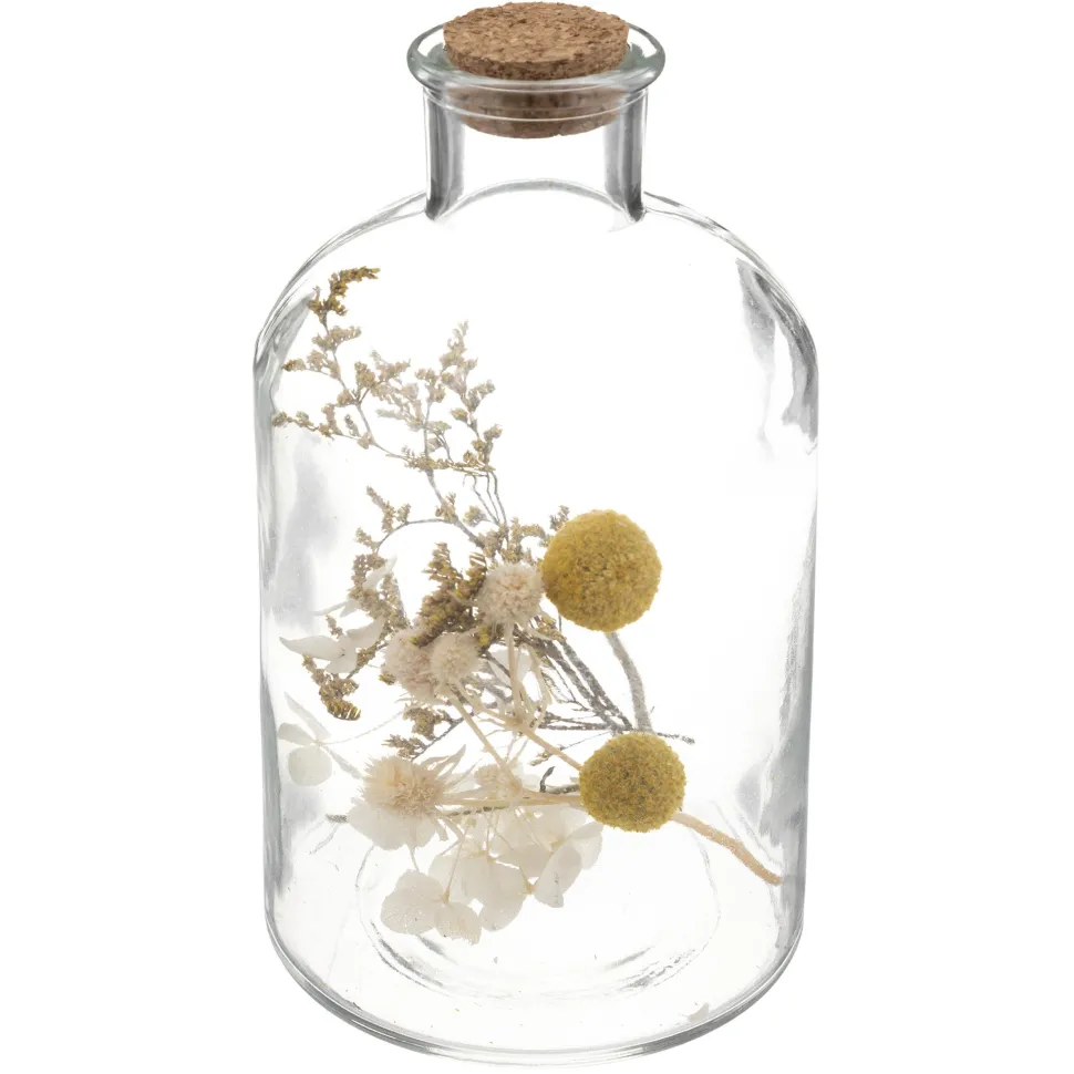 maxibazar Bouteille Verre Fleurs Sechees