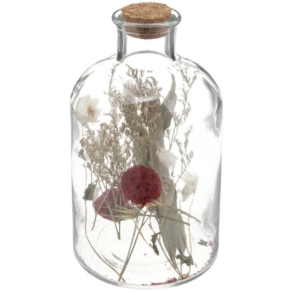 maxibazar Bouteille Verre Fleurs Sechees