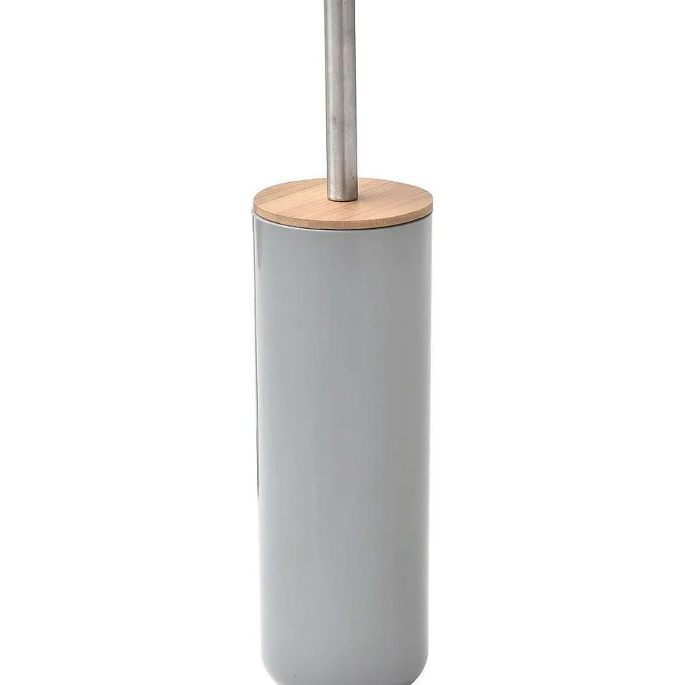 Brosse Wc Avec Couvercle Bambou Gris