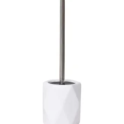 Brosse Wc Gres Forme Losange Tige Acier Inoxydable Blanc