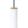 Brosse Wc Metal Couvercle Bambou Blanc