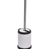 Brosse Wc Metal Couvercle Rabattable Blanc Mat