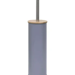 Brosse Wc Metal Couvercle Bambou Gris