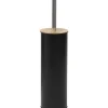 Brosse Wc Metal Couvercle Bambou Noir