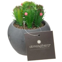Atmosphera Cactus Pot Ciment Noir D.6.5Cm