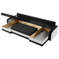 Canapé Kris Angle Panoramique Noir Blanc Casse