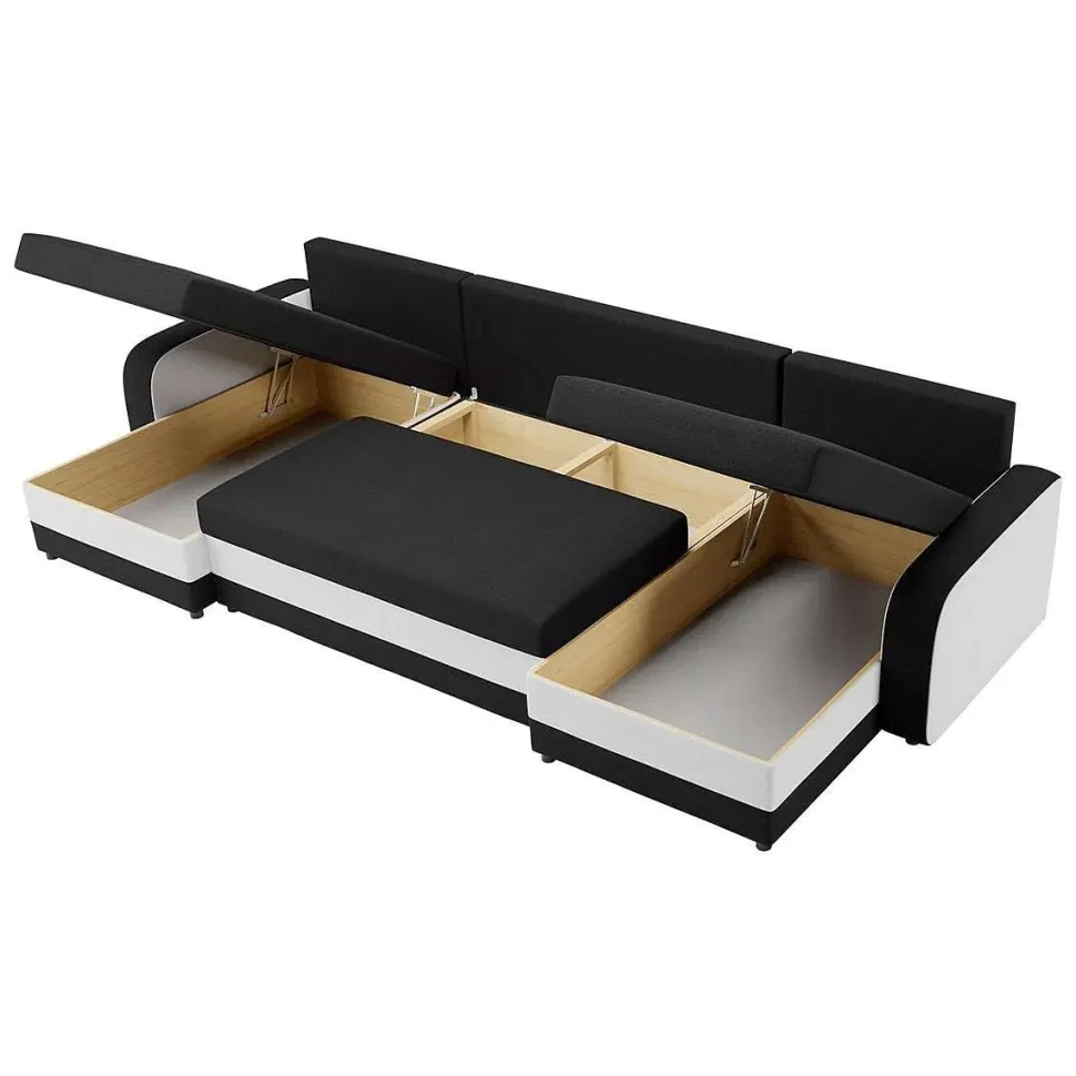 Canapé Kris Angle Panoramique Noir Blanc Casse