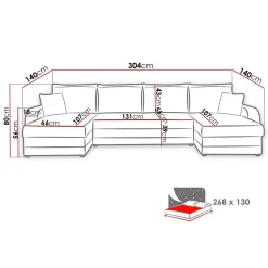 Canapé Kris Angle Panoramique Noir Blanc Casse