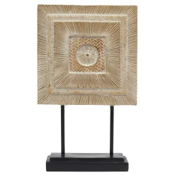 maxibazar Carre Decoratif Dore Socle Noir H.29Cm