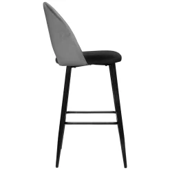 Chaise De Bar Velours Kara Gris