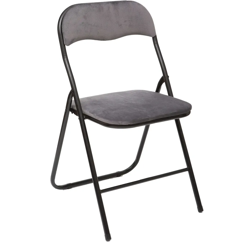 Chaise Pliante Velours Gris