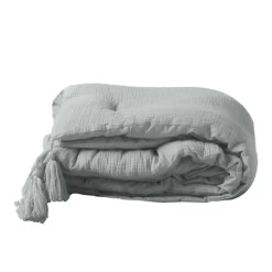 maxibazar Chemin De Lit 80X180Cm Gaze De Coton Uni Angelia Gris