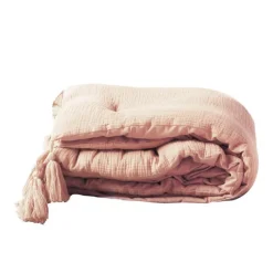maxibazar Chemin De Lit 80X180Cm Gaze De Coton Uni Angelia Rose
