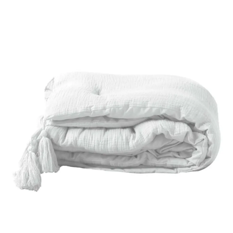 maxibazar Chemin De Lit 80X180Cm Gaze De Coton Uni Angelia Blanc