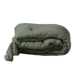 maxibazar Chemin De Lit 80X180Cm Gaze De Coton Uni Angelia Kaki