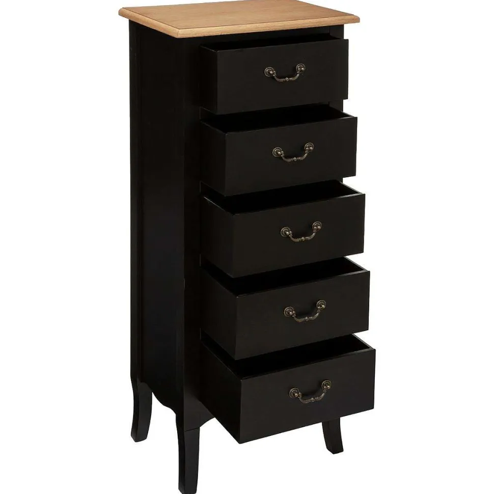 Chiffonnier 5 Tiroirs Noir Chrysa