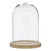 Atmosphera Cloche Verre Socle Bois H.26Cm