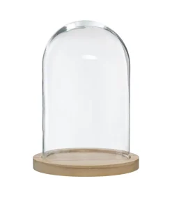 Atmosphera Cloche Verre Socle Bois H.26Cm