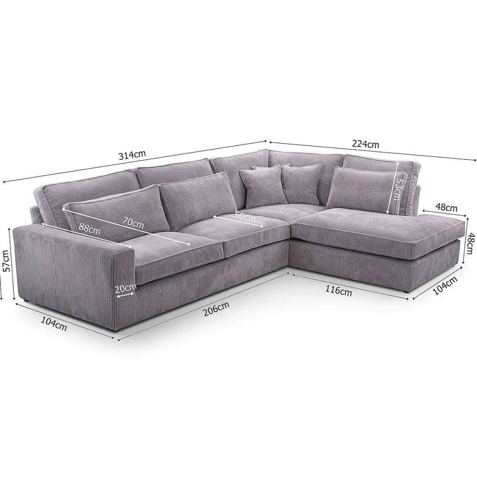 Cobra Canapé Angle Gauche Gris Lincoln 86