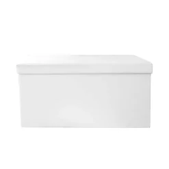 Coffre Banc Pliable Pu Blanc