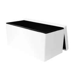 Coffre Banc Pliable Pu Blanc