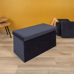 Coffre Banc Pliable Retro Bleu Nuit