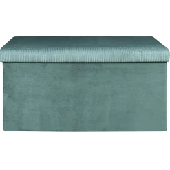 Coffre Banc Pliable Velours Cotele Giulia Bleu