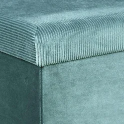 Coffre Banc Pliable Velours Cotele Giulia Bleu