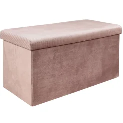 Coffre Banc Pliable Velours Cotele Giulia Rose
