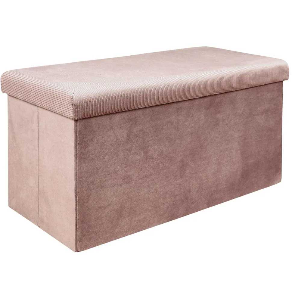 Coffre Banc Pliable Velours Cotele Giulia Rose