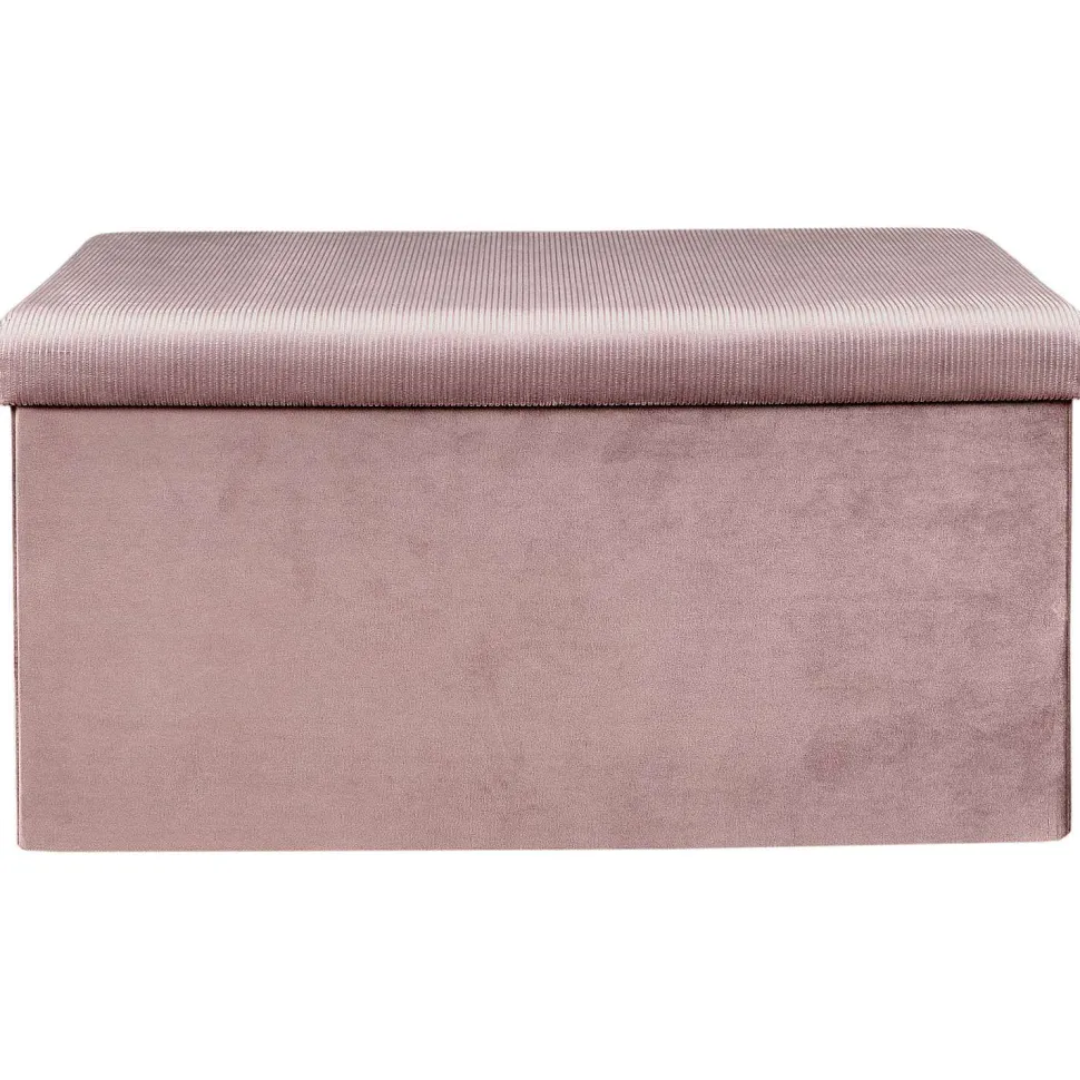 Coffre Banc Pliable Velours Cotele Giulia Rose