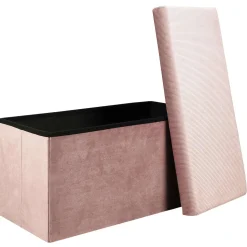 Coffre Banc Pliable Velours Cotele Giulia Rose
