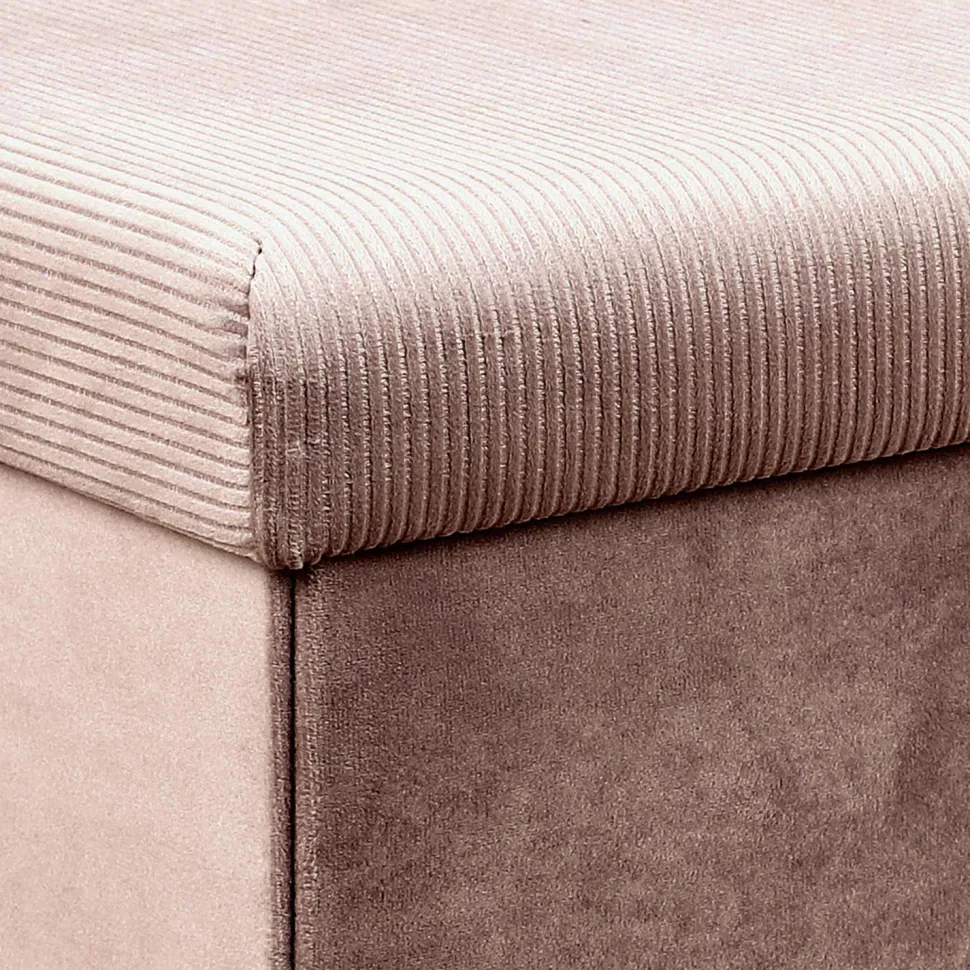 Coffre Banc Pliable Velours Cotele Giulia Rose