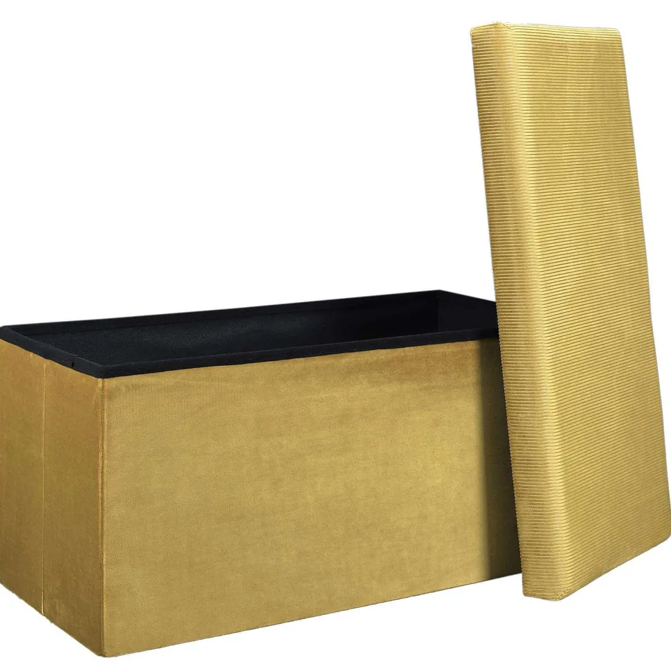 Coffre Banc Pliable Velours Cotele Giulia Jaune